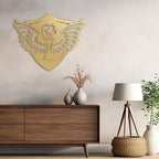 SIGNLEADER Metal Wall Art Decor - Soccer Trophy with Wings Minimalist Modern Abstract Wall Sculpture Hanging Home Decoration for Living Room, Bedroom, Bathroom, Kitchen, Studio, Outdoor - 30" Gold