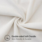 decorUhome Spring Chenille Soft Cozy Throw Pillow Covers 16x16 Set of 2, Modern Farmhouse Boho Velvet Decorative Pillow Cases with Stitched Edge for Couch Sofa Bed Home Decor, Cream White
