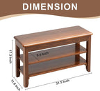 Shoe Storage Bench for Entryway - 3 Tier Shoe Rack for Front Door Entrance, Rubberwood Shoe Rack with Bench Height Adjustable, Entryway Bench with Shoe Storage for Any Room (Walnut, 31.5" W)