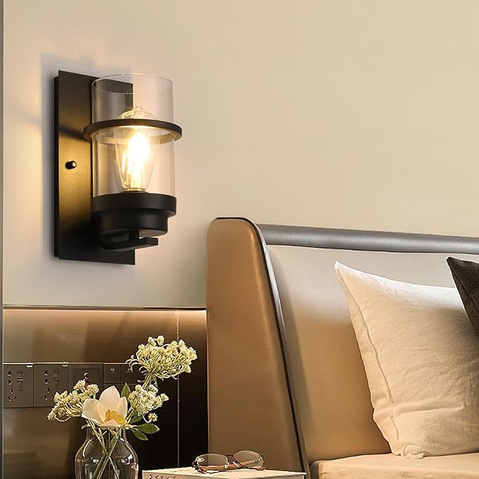 Black Wall Sconce Indoor,Rustic Bathroom Vanity Light Fixtures,Entryway Wall Sconces Lights,Wall Lights for Living Room(Bulbs not Included)