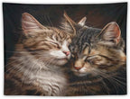 VUMIVI Cat Tapestry Adorable Animals Two Kittens Snuggling Together Vintage Print Realistic Design Tapestry Wall Hanging for Living Room Bedroom Dorm Classroom Aesthetic Decor W40xL30in