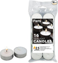 PAMI Premium Long-Lasting Tealight Candles [16-Piece Bag] - with 2.5 Hours Burning Time- Paraffin Tealights with Beautiful Flame- Round Candles Perfect for Votive Candle Holders