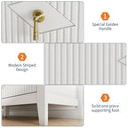 GarveeHome Fluted Dresser for Bedroom, 54 Inch Wide 6-Drawer Wood Dresser, Modern Chest of Drawers, Storage Organizer Cabinet for Living Room, Hallway, Entryway, White