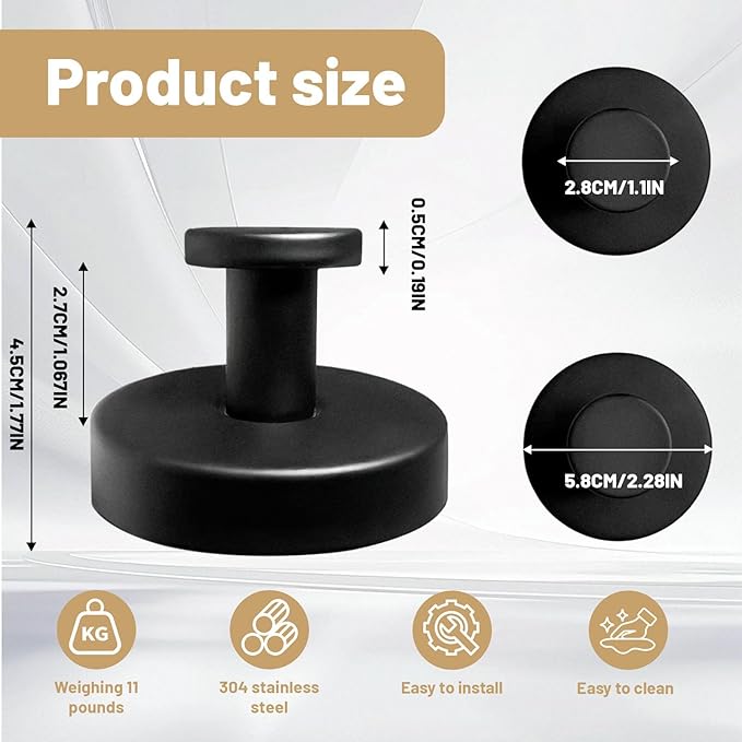 4Pcs New Model No-Drill Suction Cup Hooks for Door Wreaths, Wreath Hangers for Front Door, Suction Cup Hooks for Shower, Removable, Waterproof & Rustproof (Black)