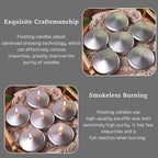 3 inch Floating Candles 8-9 Hours Silver Floating Candle for Centerpieces 30 Packs Unscented Floating Candles 3” Water Candles for Cylinder Vases, Pool, Wedding