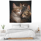 VUMIVI Cat Tapestry Adorable Animals Two Kittens Snuggling Together Vintage Print Realistic Design Tapestry Wall Hanging for Living Room Bedroom Dorm Classroom Aesthetic Decor W60xL60in