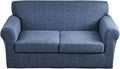 KRFOONN 3 Piece Stretch Sofa Couch Covers for 2 Cushion Couches Printed Loveseat Slipcover with 2 Separate Seat Cushion Covers Washable Sofa Slip Covers Furniture Protector (Loveseat, A1), Medium