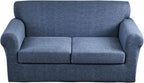 KRFOONN 3 Piece Stretch Sofa Couch Covers for 2 Cushion Couches Printed Loveseat Slipcover with 2 Separate Seat Cushion Covers Washable Sofa Slip Covers Furniture Protector (Loveseat, A1), Medium