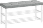SONGMICS Shoe Bench, Storage Bench, Entryway Bench with Cushion, Shoe Shelf with Seat, Space-Saving, Modern Style, for Living Room, Bedroom, Hallway, Dove Gray and Cloud White ULBS579W01