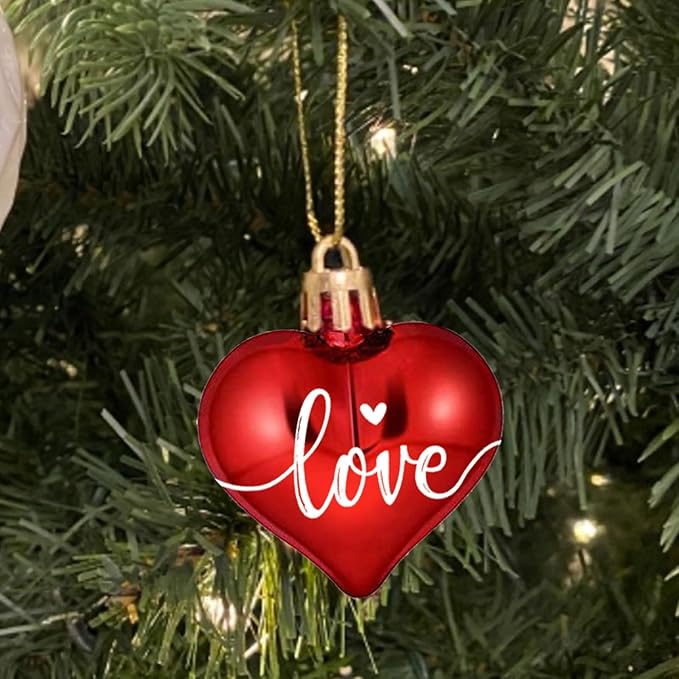 Valentines Tree Decorations, 24 Pcs Heart Ornaments for Christmas Tree, Mini Day Small Conversation Ornaments, Red Pink Purple Plastic