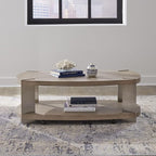 Liberty Furniture Harlow Living Room Oval Cocktail Table - Sandstone & Satin Nickel