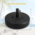 Giantex 75lbs Fillable Umbrella Base, 20 inch Water and Sand Filled Umbrella Stand, Fit 1.5"-1.9" Umbrella Pole, HDPE Weighted Market Table Umbrella Holder for Outdoor Deck Garden Poolside