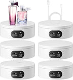 Hoteam Turner Cup Rotating Display Stand for Epoxy Glitter Tumbler Display Turner 360 Degree Tumbler Spinner Automatic Spinning Rotating Platform Mute Photography Turntable(White,6 Pcs)