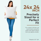 Pillowflex Synthetic Down Pillow Insert - 24x24 Down Alternative, Large Euro Pillow, Square Ultra Soft Throw, Euro Bed Sham - 1 Decorative Form