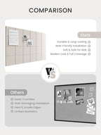Bumusty Large Felt Bulletin Board, 36" x 24" Cork Board Alternative, 6-Pack Wall Tiles with 4-Compartment Design, 30 Push Pins, 40 Adhesive Tabs, Ideal for Office & Home Decor, Oatmeal
