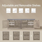 DINZI LVJ Shoe Bench, Entryway Storage Bench with Doors, Cushion, 2-Tier Shoe Rack with 8-Cubby, 47.2”L x 13.8”W Shoe Organizer Cabinet, Adjustable Shelf, Living Room, Bedroom, Gray Wash