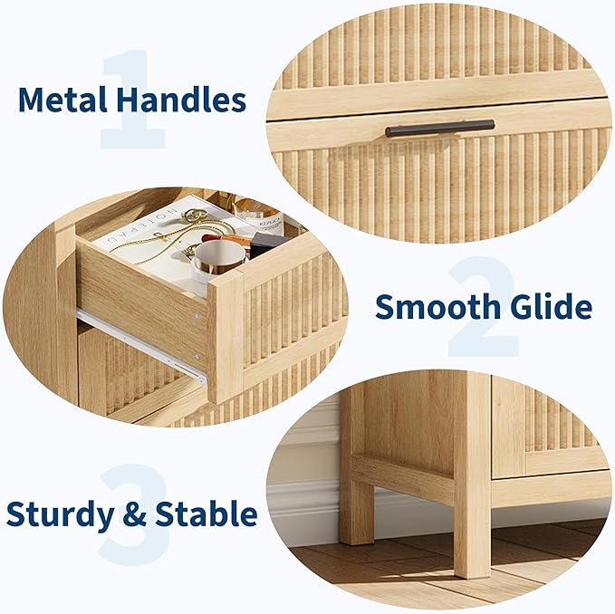Garvee Fluted Dresser for Bedroom, Chest of Dressers 35.4" Tall Dresser for Closet with 4 Fluted Dressers Chest with Clothes Storage Cabinet, Drawer Organizer for Bedroom, Living Room, Closet, Hallway