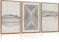 CHDITB Abstract Modern Framed Canvas Wall Art Set, Geometric Line Textured Wall Decor, Minimalist Neutral Wall Painting, Beige Black Art Prints for Living Room, Bedroom, Office - Large Size 16"x24"x3