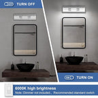 Modern LED Small Bathroom Lights Fixtures(3-Light),Stainless Steel Chrome Acrylic Wall Lighting,Vanity Lights for Bathroom Over Mirror(6000K 16in)