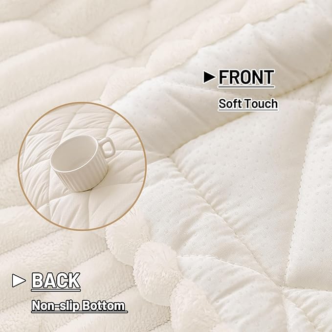 Smiry Pet Couch Cover for Dogs Washable, Non-Slip Fuzzy Couch Covers for 3 Cushion Sofa Pet Friendly, Soft Thick Furniture Protector Sofa Slipcover Mat for Dogs (White, 27.6" x 59")