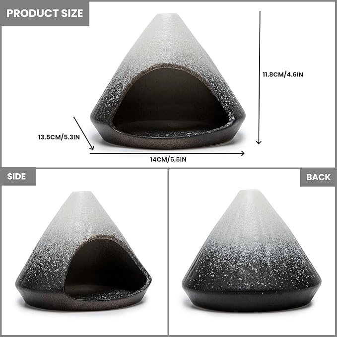 Palo Santo Holder, Mini Ceramic Zongzi Chimenea for Sage/Sticks/Cone, Modern Incense Burner for Yoga, Meditation, Energy Cleansing-Smudge Bowl with Ash Catcher, Anxiety Relief Gift for Women