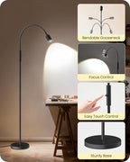 Reading Floor Lamp, 74.2" Tall LED Lamp with, 360° Flexible Gooseneck & Touch Control, 5000K 6W LED, Sturdy Base, Crafts Standing Lamp, for Reading, Living Room, Matte Black B16LD05