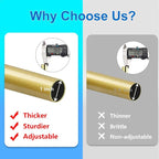 Curtain Rods for Windows 16 to 200 Inches Adjustable Length 1 Inch Diameter Window Curtain Rod with Aluminium Finials, Flash Gold