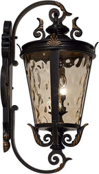 John Timberland Casa Marseille European Outdoor Wall Fixture Veranda Bronze Brown Ornate Scroll 36" Champagne Hammered Glass for Exterior House Porch Patio Outside Deck Garage Front Door Home
