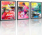 Novatique Banksy Canvas Wall Art Graffiti Street Print Pictures Hand Heart Pop Art Posters Hand Of God Graffiti Art Painting Framed for Living Room Bedroom,12" x 16" x 3Pcs