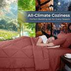 HEVUMYI Terracotta Full Comforter Set - 7-Piece All Season Bed in a Bag Full, Ultra Soft Bedding Set with Comforter, Flat Sheet, Fitted Sheet, Pillowcases, Pillow Shams