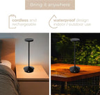 Orbit LED Cordless USB-C Re-Chargeable Desk Lamp, 5200mAh Battery Operated with 3 Color Temperature 2700K-3000K-3500K and Fingertip Touch On/Off Plus Dimming in Black (Pack of 2)