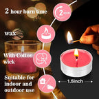 Pink Tea Lights Candles Set - MAQIHAN Mini Tealight Candles Votive Soy Candle with Cotton Wick for Home Decoration, Wedding, Emergencies, Shabbat, 25pcs