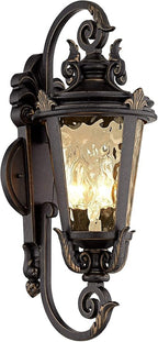 John Timberland Marseille Rustic Industrial Outdoor Wall Light Fixture Veranda Bronze Scroll 21 1/2" Champagne Hammered Glass for Exterior House Porch Patio Outside Deck Garage Front Door Home