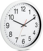Bernhard Products White Wall Clocks, 2 Pack Silent Non Ticking - 16 Inch Extra Large Quality Quartz Battery Operated Round Easy to Read Home/Office/Business/Kitchen/Classroom/School Clock, Black Hands