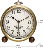 Gold Desk Alarm Clock for Bedroom Kids Modern Mantel Small Table Clock Desktop Farmhouse Tabletop Metal Battery Operated Clock for Bedside Living Room Office Silent 5.5 Inches (Arabic)
