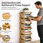 Upgraded The 9-Tier No-Assembly Bamboo Shoe Rack (3–9 Tier), Folding Bamboo Shoe Storage Rack with Zero Assembly Required and Space-Saving Design for Entryway Closet Apartment (Brown, 5 Tier)