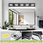 OKELI 5-Light Bathroom Vanity Light Black Modern LED Vanity Light Over Mirror Dimmable Mirror Front Lamp with 350° Adjustable Lamp Head ETL Listed 36W 6000K Cold White