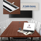 Sturdy Conference Table with Cable Management Grommets Modern Rectangle Office Meeting Table with Wood Tabletop and Metal Frame & Legs- Easy Assembly Boardroom Table (Mahogany, 8 Foot)