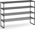 SONGMICS Shoe Rack, 4-Tier Shoe Organizer, Metal Storage Shelf, Upright or Upside Down, for 25-30 Pairs, Stackable, for Entryway, 11.8 x 46.1 x 29.5 Inches, Black ULSA034B01