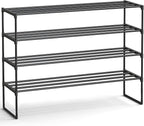 SONGMICS Shoe Rack, 4-Tier Shoe Organizer, Metal Storage Shelf, Upright or Upside Down, for 25-30 Pairs, Stackable, for Entryway, 11.8 x 46.1 x 29.5 Inches, Black ULSA034B01