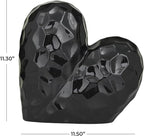Deco 79 Porcelain Ceramic Heart Decorative Sculpture Dimensional Angled Origami Inspired Home Decor Statue, Accent Figurine 12" x 6" x 11", Black