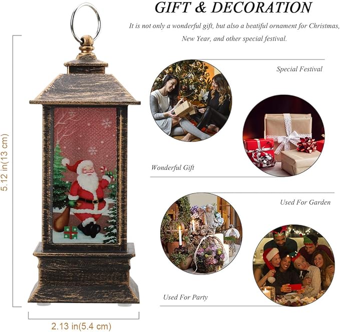 Christmas Lantern Decorations Christmas Lighting Decorations Christmas Tree Decoration Home Decor Small Candle Lanterns, Holiday Decoration Gifts for Family, Children, or Friends（4-Pack）