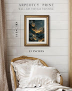 ARPEOTCY Vintage Gold Framed Wall Art Decor, 13x16 Inch Dreamy Sky and Golden Clouds Print, Celestial Canvas Wall Art for Living Room, Bedroom, or Study
