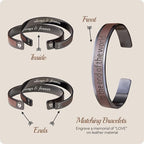 AW BRIDAL Anniversary Engagement Gifts Valentines Day Gifts, Unique Wedding Gift for Couple Matching Couple Bracelets Stainless Steel & Leather Cuff Bracelets for Women/Men, Brown