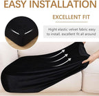 hyha Velvet Couch Cushion Covers, Soft Sofa Seat Covers for sectional Cushion Couch Washable, Magic Sofa Slipcover with Elastic Bottom, Non-Slip Furniture Protector for Pets, Kid(Small, Black)