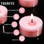 Unscented Tealights Candles for Valentine's Day, 5 Hours Long Burning Pink Pearled Tea Lights, Non-Paraffin, Smokeless, Votive Candles for Wedding, Baby Shower, 12pcs