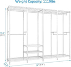 VIPEK V40 Wire Garment Rack Heavy Duty Clothes Racks for Hanging Clothes, Multi-Functional Bedroom Clothing Racks Freestanding Closet Wardrobe Rack, 76" L x 15.7" W x 76.4" H, Max Load 1110lbs, White
