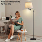 Dimmer LED Floor Lamp,Tall Standing Lamp with Swing Arm,Black Lamp with Dimmer LED Bulb,Elegant Floor Lamp for Living Rooms & Bedroom (Black)