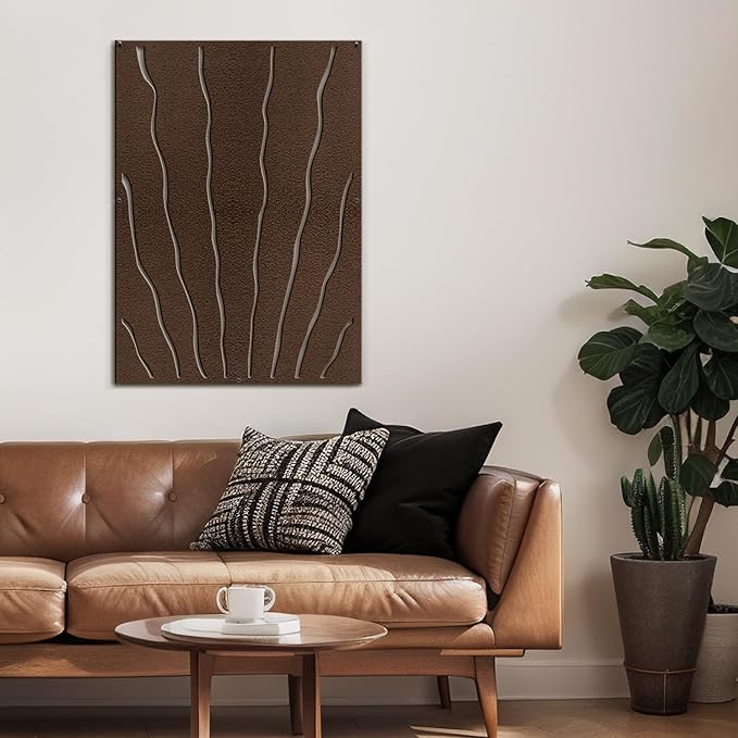 SIGNLEADER Metal Wall Art Decor Zebra Stripe Minimalist Modern Abstract Wall Sculpture Hangings Home Decoration for Living Room, Bedroom, Bathroom, Kitchen, Outdoor - 36" Bronze