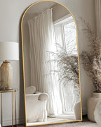 Antok Full Length Mirror, 68"x26" Floor Mirror, Arched Floor Standing Freestanding Arch Full Body Mirrors with Stand for Bedroom, Hanging Mounted for Living Room Cloakroom,Gold